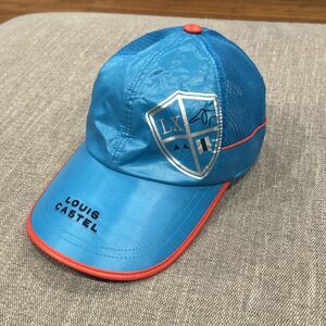 Louis Castel Golf Hat Adjustable Strap Back Embroidered Logo Aqua Blue Mesh